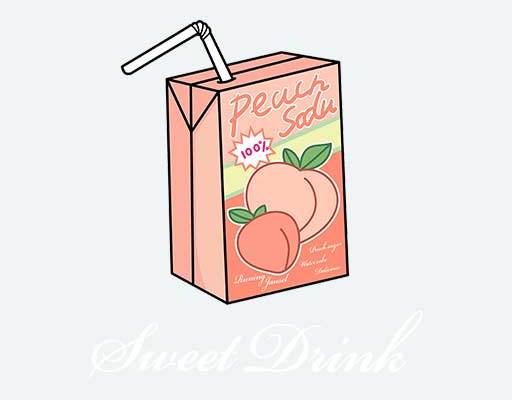 水蜜桃盒子矢量饮料瓶子矢量素材卡通图案英文字母矢量