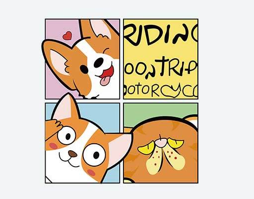 卡通狗矢量哈士奇柯基犬矢量卡通图案可爱动物素材