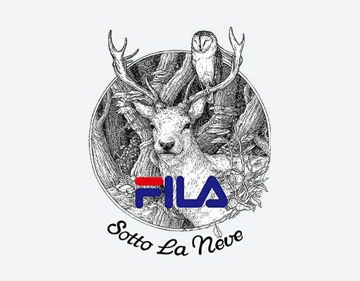 fila斐乐印花图案鹿头猫头鹰矢量英文字母原始森林素材图案素描动物