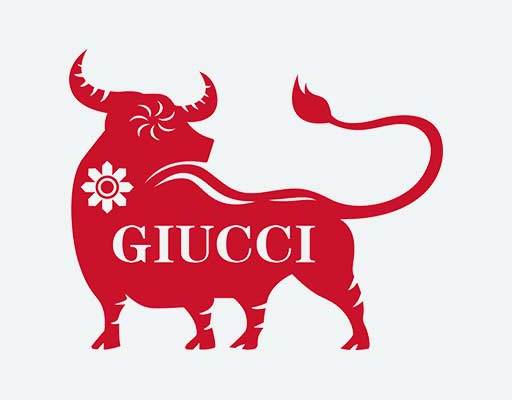 卡通牛矢量gucci牛图案古驰红色牛剪影矢量中国传统剪纸图案