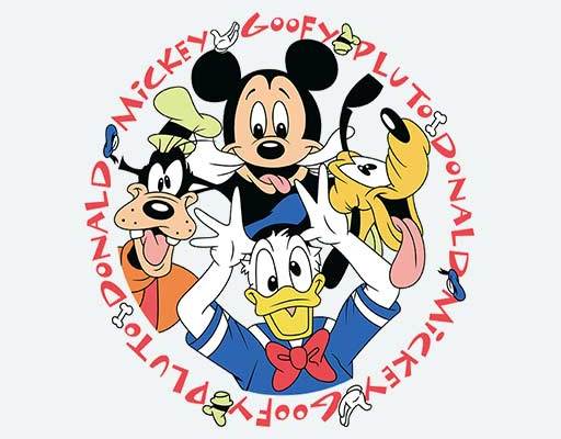 迪士尼卡通素材英文字母矢量米老鼠卡通高飞唐老鸭图案英文字母