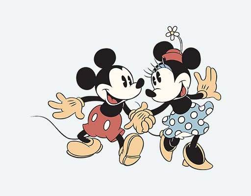 卡通迪士尼图案牵手的米奇米妮可爱欧美动画图案