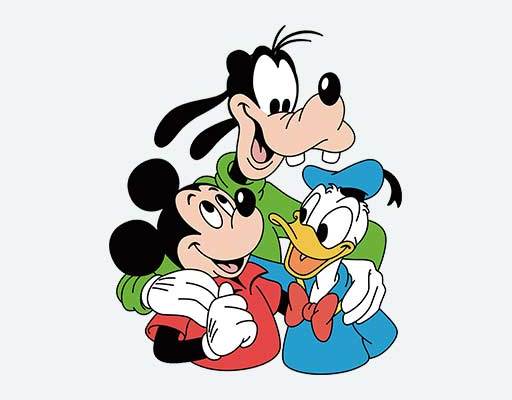 米老鼠迪士尼图案唐老鸭高飞图案三个卡通人物矢量