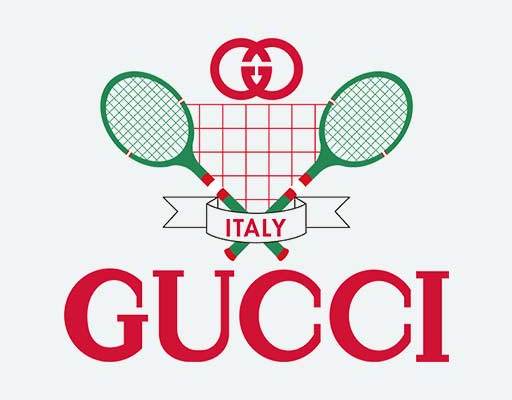 gucci网球拍羽毛球拍矢量品牌卡通图案英文字母矢量素材绣花图案古驰
