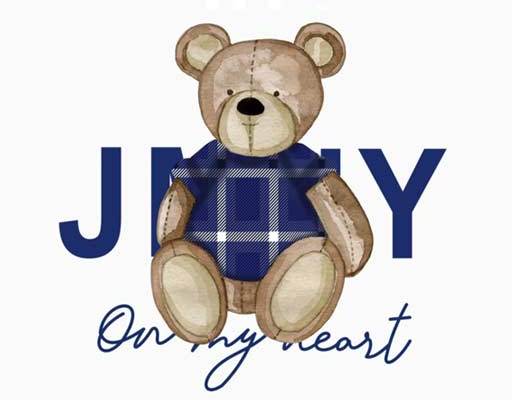 卡通小熊矢量手绘小熊图案英文字母图案格子图案手写英文棕色小熊