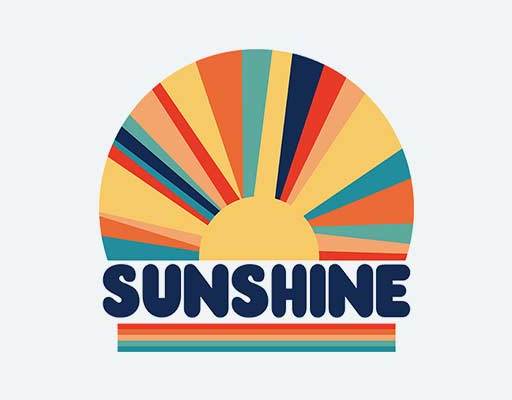 彩色线条太阳光英文字母矢量sunshine字母
