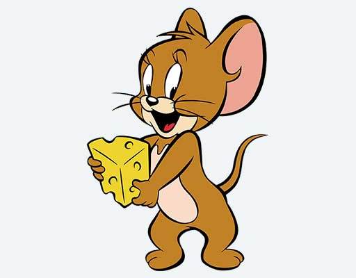 猫和老鼠矢量Jerry吉瑞卡通拿蛋糕的小老鼠