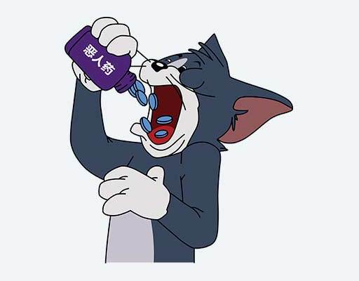 卡通猫和老鼠吃药的tom印花图案