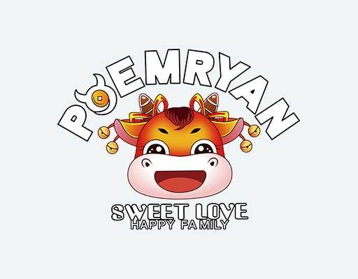 卡通可爱牛头像英文字母图案动物头像矢量生肖牛图案