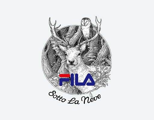 卡通鹿黑白线条鹿fila斐乐图案英文动物图案