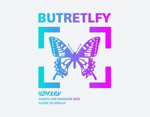 蝴蝶矢量彩色蝴蝶剪影卡通矢量英文字母图案组合butretlfy