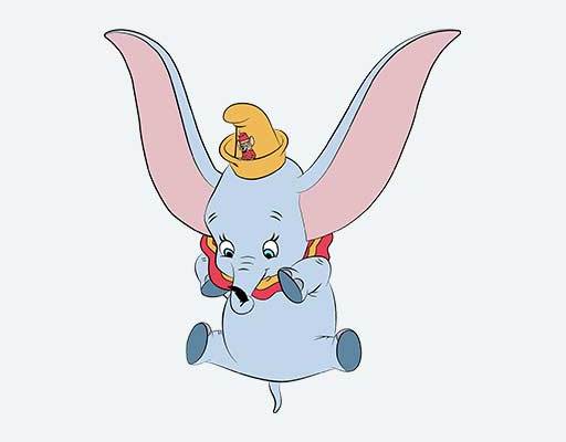 卡通小飞象矢量大耳朵小象迪士尼小飞象卡通素材矢量