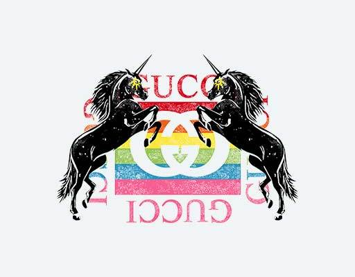 gucci独角兽矢量飞马独角兽黑色马图案古驰图案品牌图案