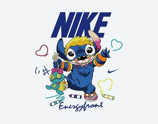 史迪仔矢量卡通图案NIKE英文字母logo矢量大耳怪卡通图案