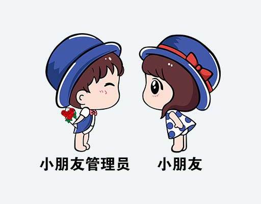 卡通男孩女孩戴帽子的男孩女孩情侣装图案素材