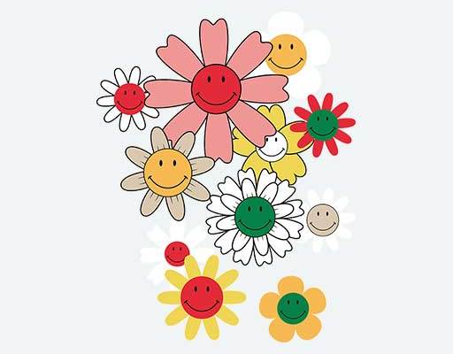 卡通花朵矢量笑脸花朵微笑花朵彩色花矢量高清