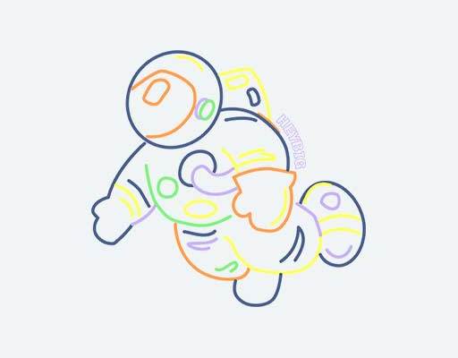 宇航员矢量卡通宇航员线条彩色线条矢量