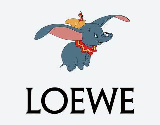 小飞象矢量LOEWE标志迪士尼卡通图案