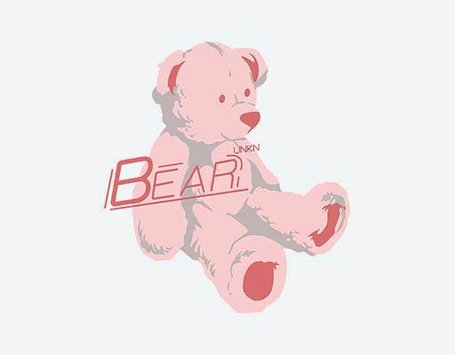 卡通毛绒熊矢量BEAR粉色小熊毛绒玩具卡通矢量