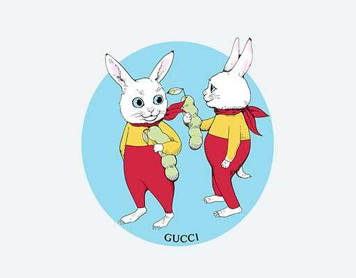 卡通兔子矢量gucci花生兔子古驰兔子图案卡通动物