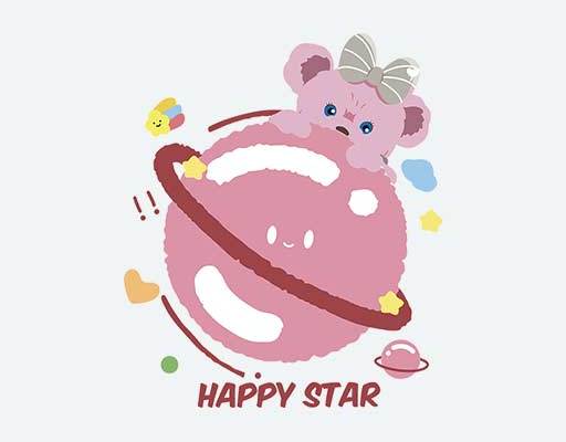 卡通小熊矢量在月球的小熊蝴蝶结小熊图案星球矢量小熊