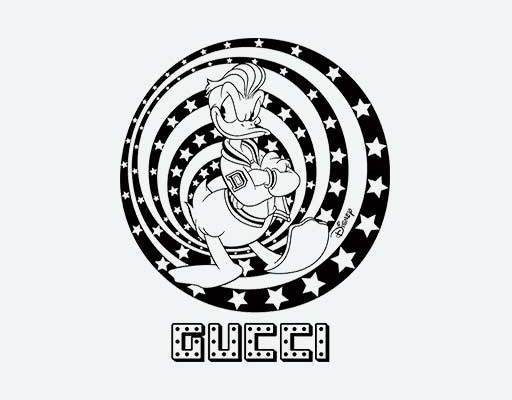 gucci唐老鸭圆圈五角星矢量古驰联名迪士尼图案