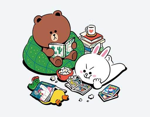 可爱小熊看书矢量兔子卡通图案玩具