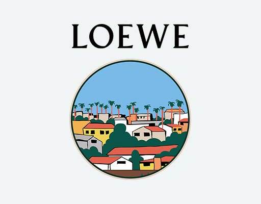 loewe罗意威城市风景图案圆形卡通小镇图案