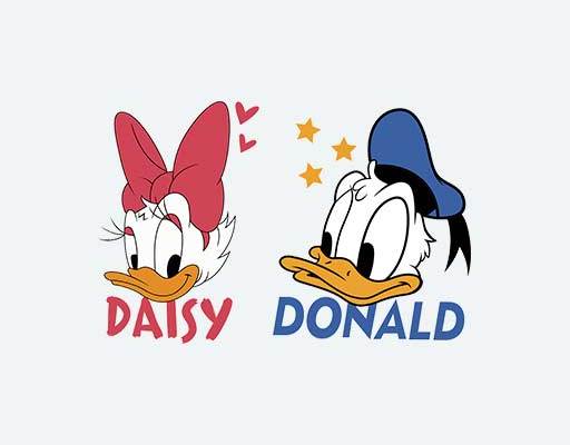 唐老鸭矢量图案daisy donald 迪士尼卡通动画图案情侣装图案