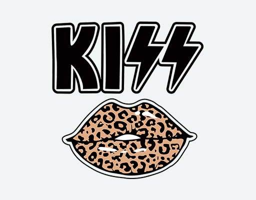 豹纹嘴唇矢量KISS英文字母矢量性感嘴唇图案欧美