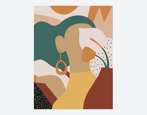 抽象女孩人物植物剪影矢量大师风格抽象图案