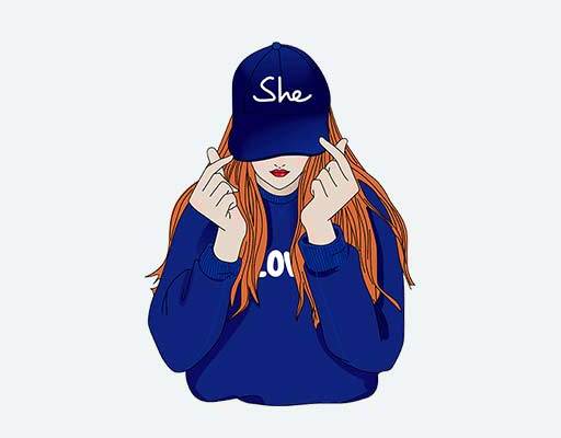 戴帽子女孩比心女孩矢量可爱女孩矢量高清素材