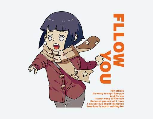 火影忍者矢量卡通图案卡通小女孩素材英文情侣装女孩