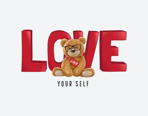 卡通手绘晓晓LOVE文字戴眼镜的熊背胸包的小熊可爱小熊