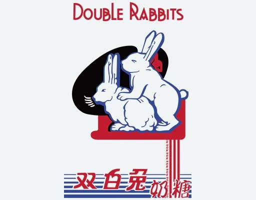 大白兔恶搞图案双白兔doub lerabbits兔子线条卡通