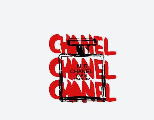 香奈尔香水瓶矢量高清印花CHNNEL英文和瓶子