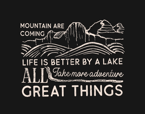 手绘山峰图案卡通山峰破碎英文字母图案男装印花素材