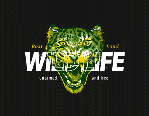 卡通老虎图案手绘老虎豹子头像男装印花素材