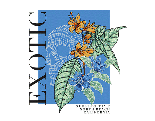 卡通树叶图案骷髅头图案手绘树叶男装印花素材