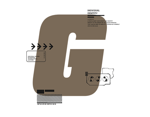 卡通英文字母图案大写字母G男装印花素材