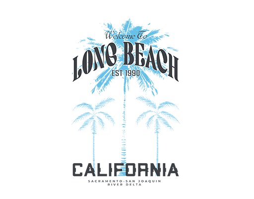 卡通椰子树图案变形英文字母图案树木剪影图案男装印花素材