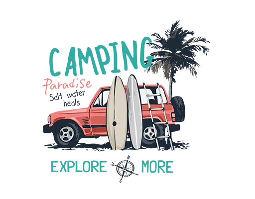 卡通汽车图案吉普车图案冲浪板图案椰子树图案男装印花素材