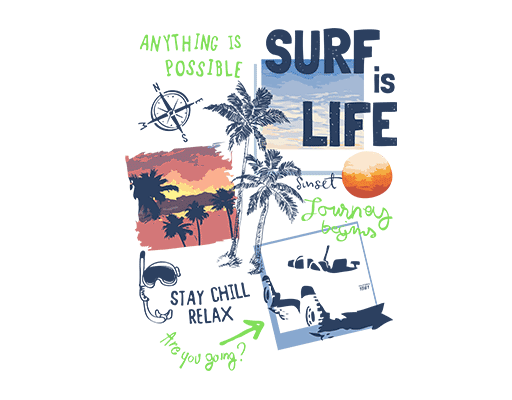 卡通英文字母图案椰子树图案手写英文字母男装印花素材