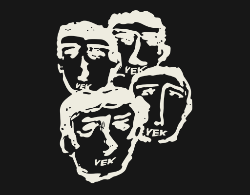 卡通人物头像四个人物剪影头像男装印花素材涂鸦头像