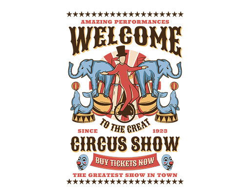 卡通大象图案手绘马戏团图案男装印花素材