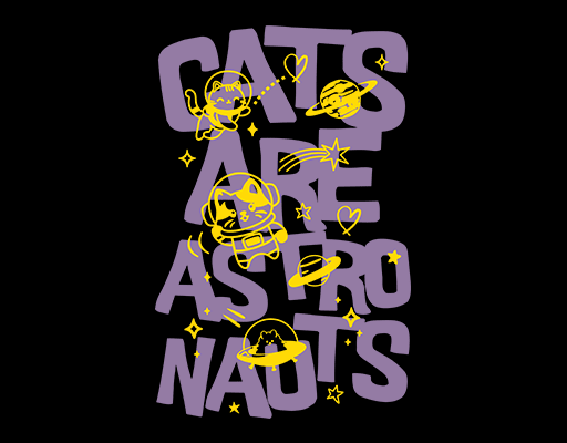 卡通英文字母图案宇航员图案男装印花素材卡通宇航猫