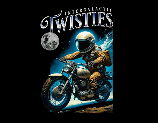 卡通骑摩托车人物宇航员人物图案变形英文字母太空图案