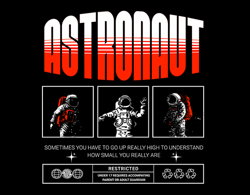 卡通人物图案宇航员图案变形英文字母图案男装印花素材