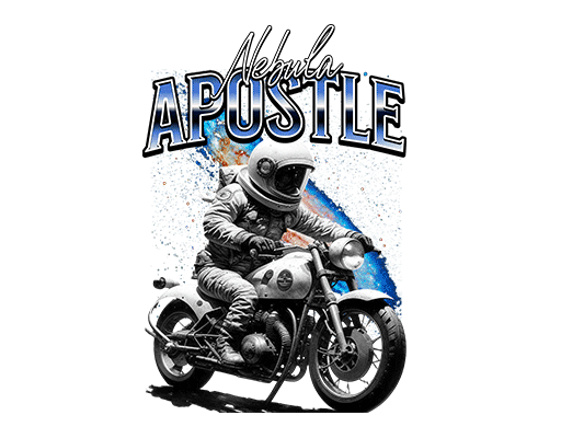 骑摩托的人物图案手绘卡通人物变形英文字母男装印花素材