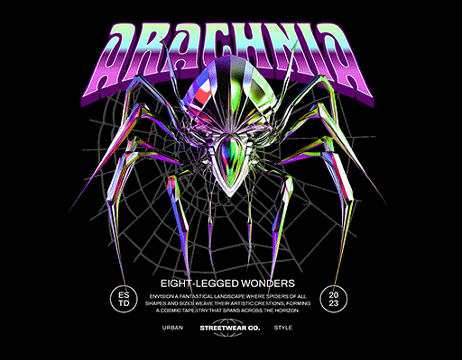 卡通蜘蛛图案彩色蜘蛛印花素材变形英文字母图案男装印花素材